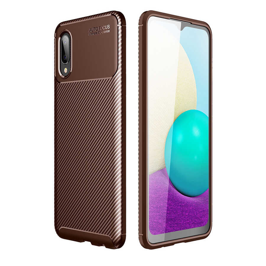 Galaxy A02 Kılıf Zore Negro Silikon Kapak Kahverengi