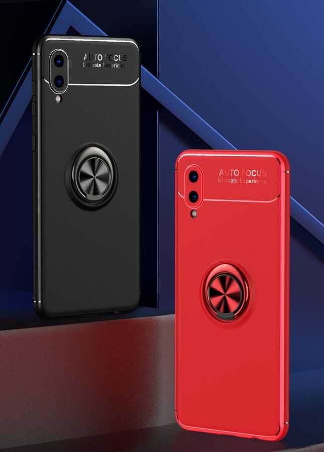 Galaxy A02 Kılıf Zore Ravel Silikon Kapak Siyah-Kırmızı