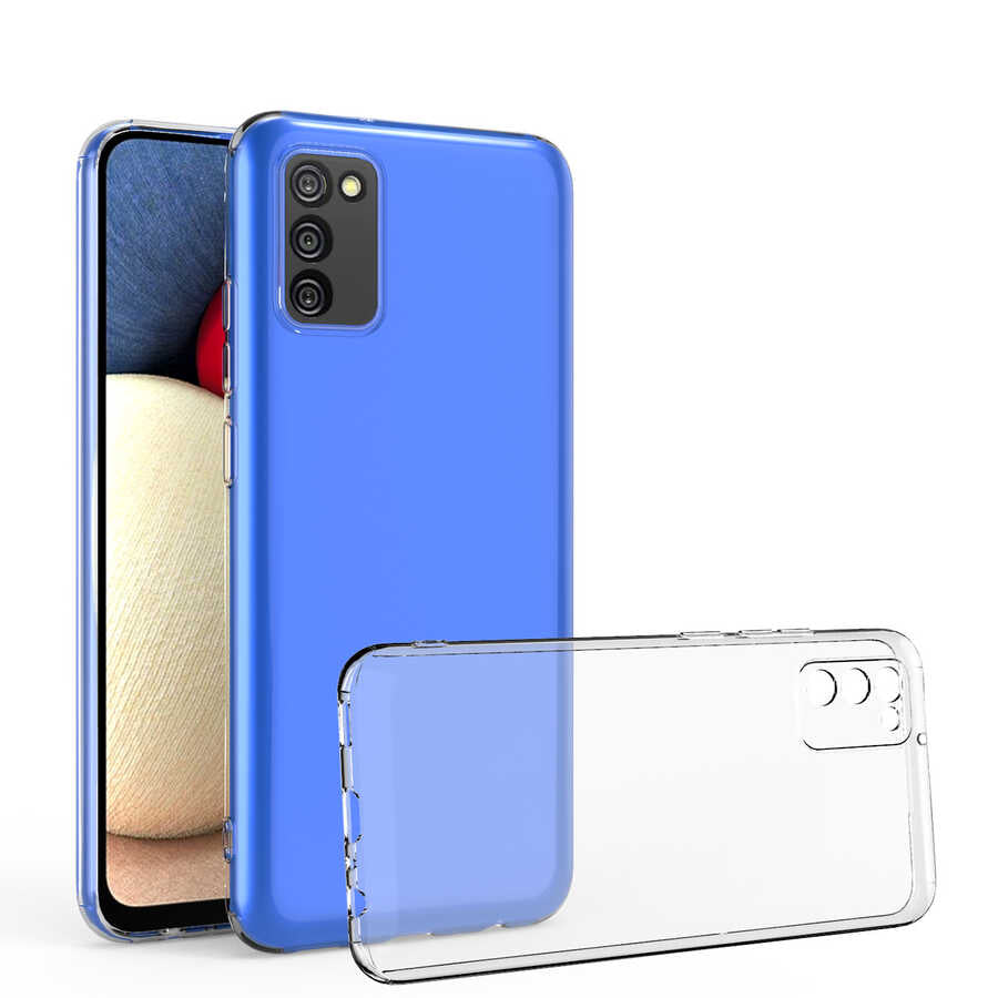 Galaxy A02S Kılıf Zore Kamera Korumalı Süper Silikon Kapak Renksiz