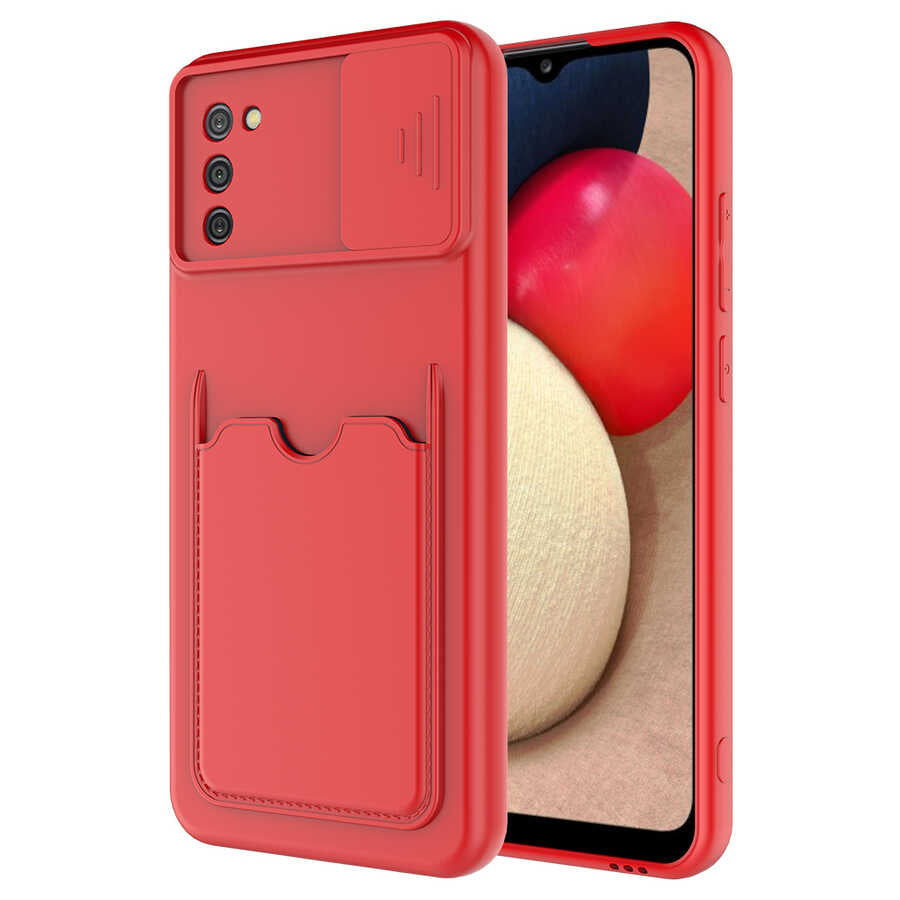 Galaxy A02S Kılıf Zore Kartix Kapak Kırmızı