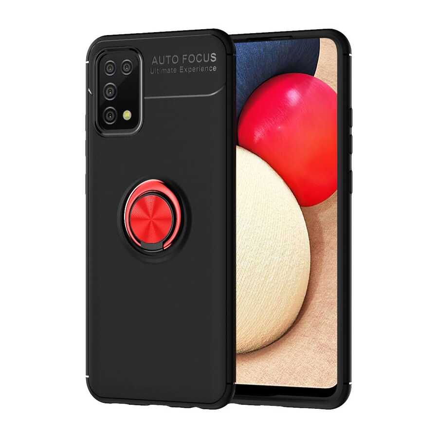 Galaxy A02S Kılıf Zore Ravel Silikon Kapak Siyah-Kırmızı
