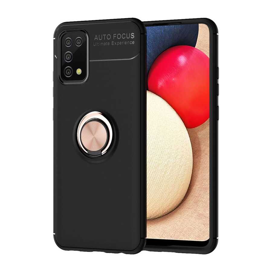 Galaxy A02S Kılıf Zore Ravel Silikon Kapak Siyah-Rose Gold