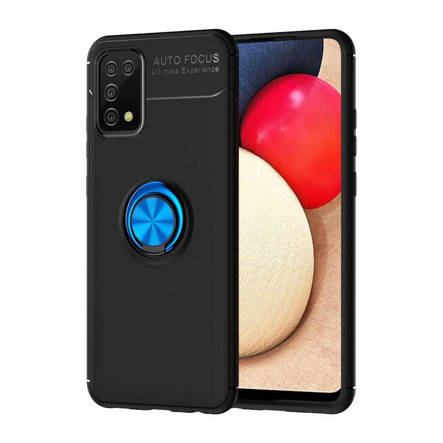 Galaxy A02S Kılıf Zore Ravel Silikon Kapak Siyah-Mavi