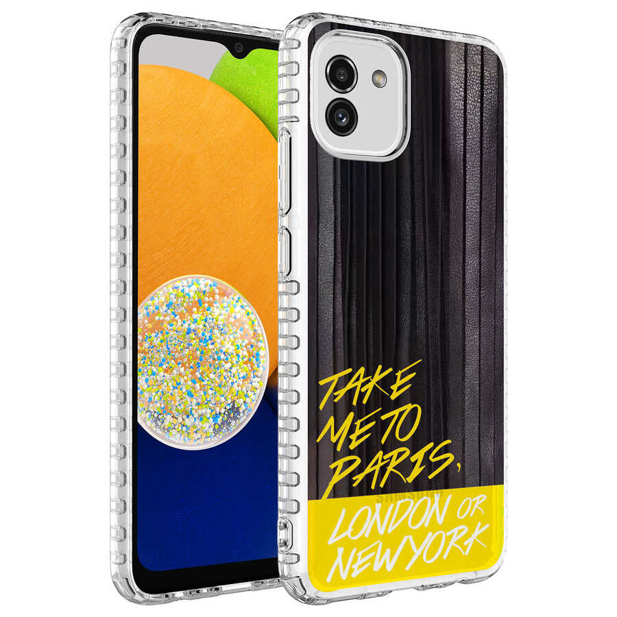 Galaxy A03 Kılıf Airbag Kenarlı Renkli Desenli Silikon Zore Elegans Kapak NO1