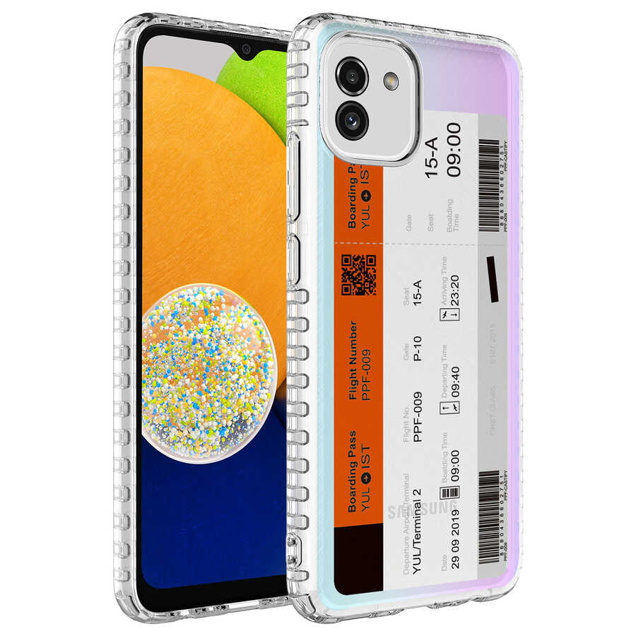 Galaxy A03 Kılıf Airbag Kenarlı Renkli Desenli Silikon Zore Elegans Kapak NO1