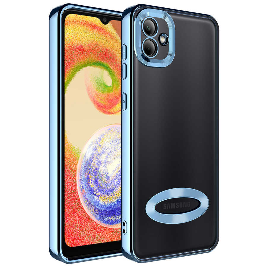 Galaxy A03 Kılıf Kamera Korumalı Logo Gösteren Zore Omega Kapak Gümüş