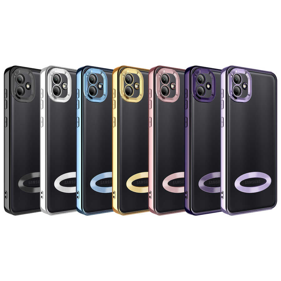 Galaxy A03 Kılıf Kamera Korumalı Logo Gösteren Zore Omega Kapak Lila