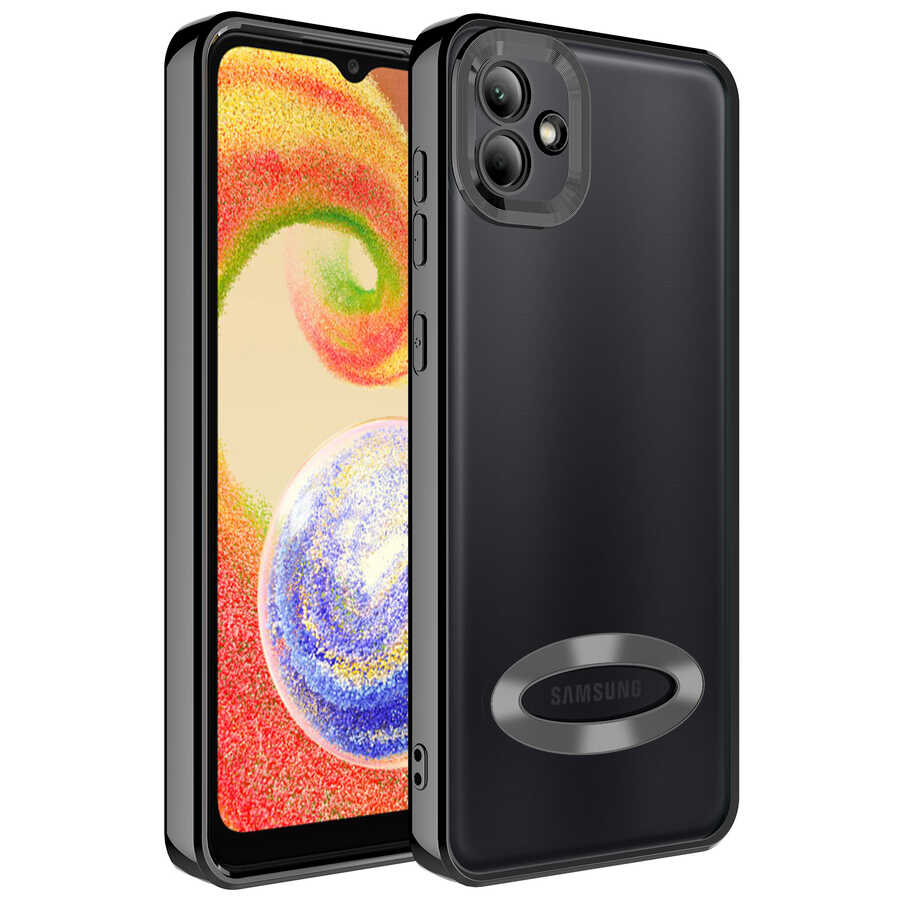 Galaxy A03 Kılıf Kamera Korumalı Logo Gösteren Zore Omega Kapak Siyah
