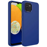 Galaxy A03 Kılıf Metal Çerçeve ve Buton Tasarımlı Silikon Zore Luna Kapak Lacivert
