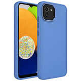 Galaxy A03 Kılıf Metal Çerçeve ve Buton Tasarımlı Silikon Zore Luna Kapak Lavendery Gray