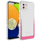Galaxy A03 Kılıf Simli ve Renk Geçiş Tasarımlı Lens Korumalı Zore Park Kapak Beyaz-Pembe