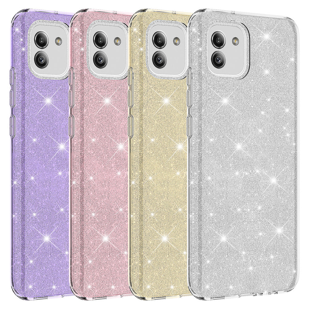 Galaxy A03 Kılıf Zore Shining Silikon Gold