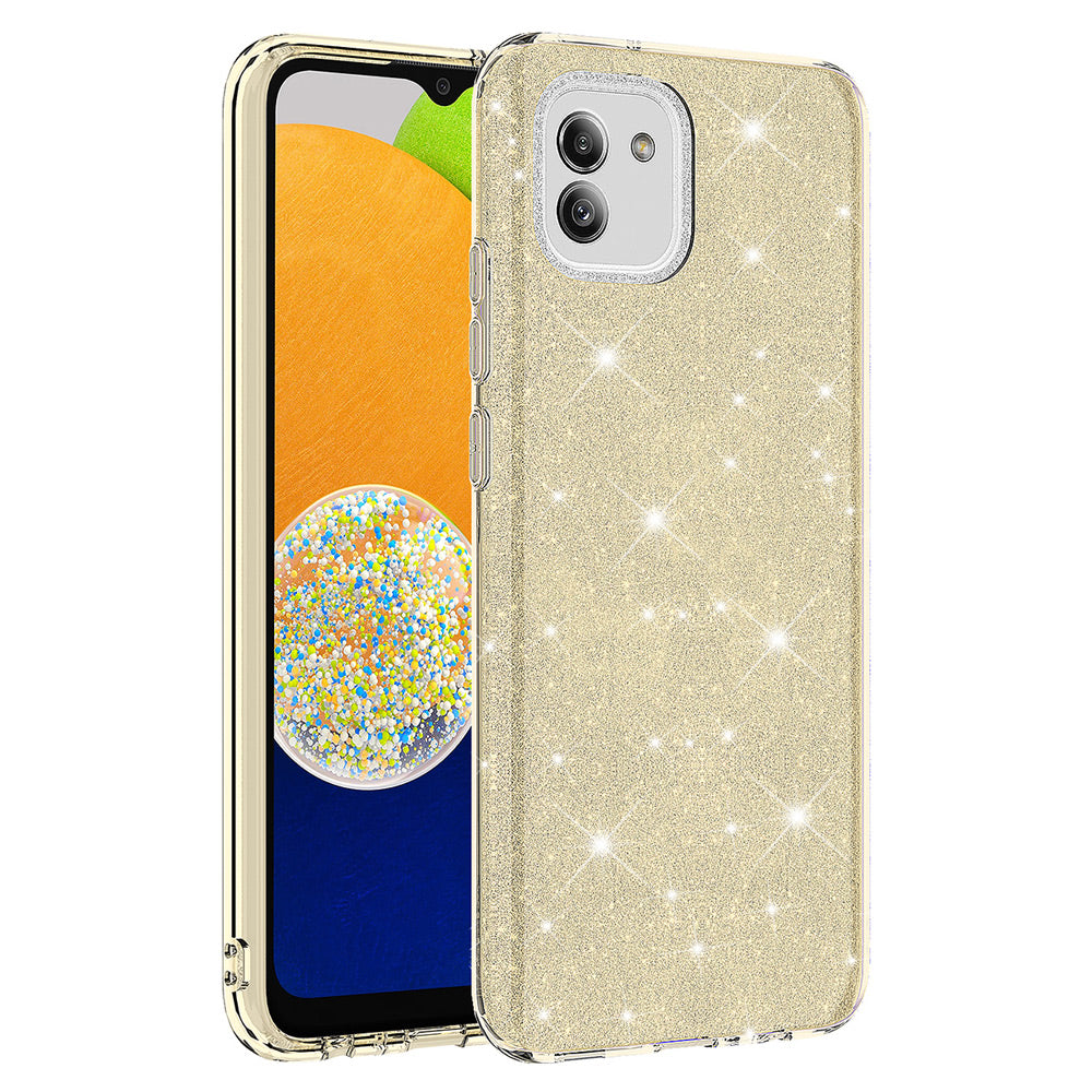 Galaxy A03 Kılıf Zore Shining Silikon Gold