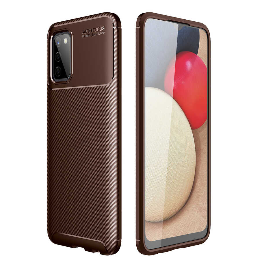 Galaxy A03S Kılıf Zore Negro Silikon Kapak Kahverengi