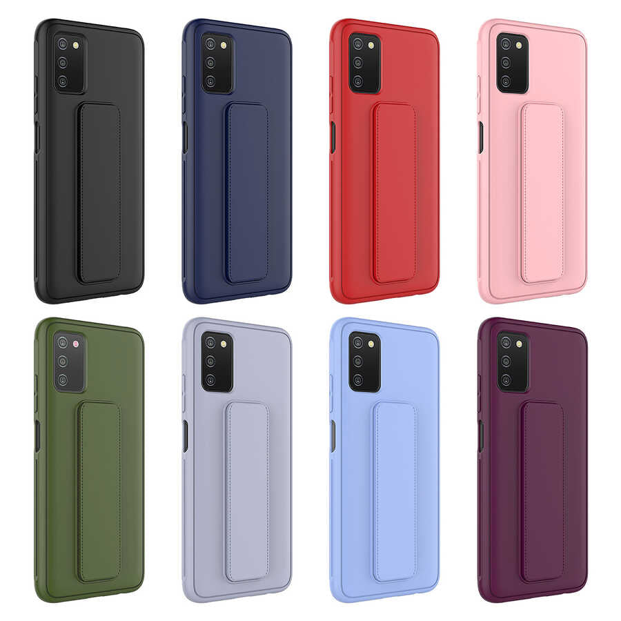 Galaxy A03S Kılıf Zore Qstand Kapak Gri