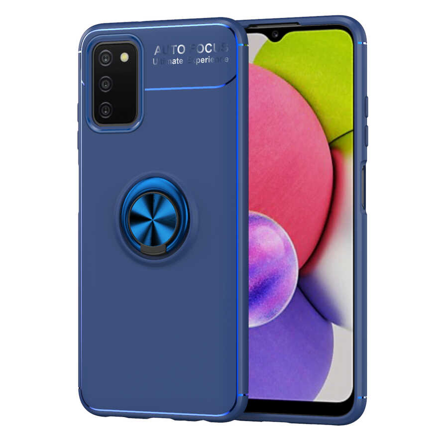 Galaxy A03s Kılıf Zore Ravel Silikon Kapak Siyah-Mavi