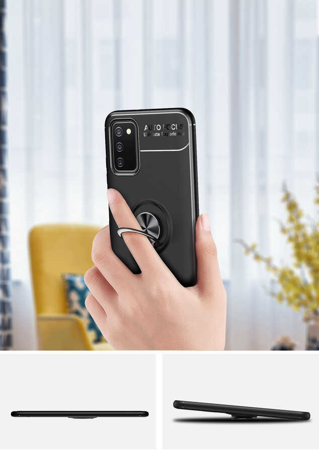 Galaxy A03s Kılıf Zore Ravel Silikon Kapak Siyah-Mavi