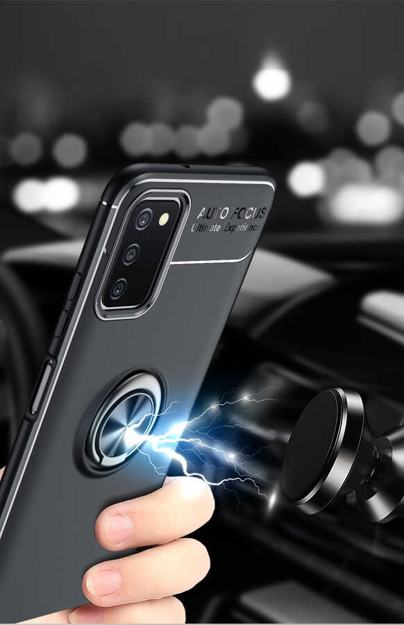 Galaxy A03s Kılıf Zore Ravel Silikon Kapak Siyah-Mavi