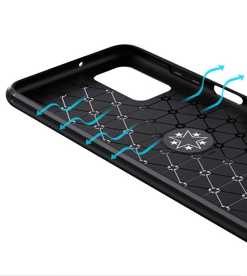 Galaxy A03s Kılıf Zore Ravel Silikon Kapak Siyah-Mavi