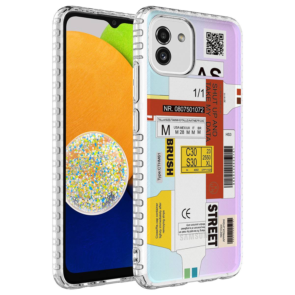 Galaxy A04 Kılıf Airbag Kenarlı Renkli Desenli Silikon Zore Elegans Kapak NO2