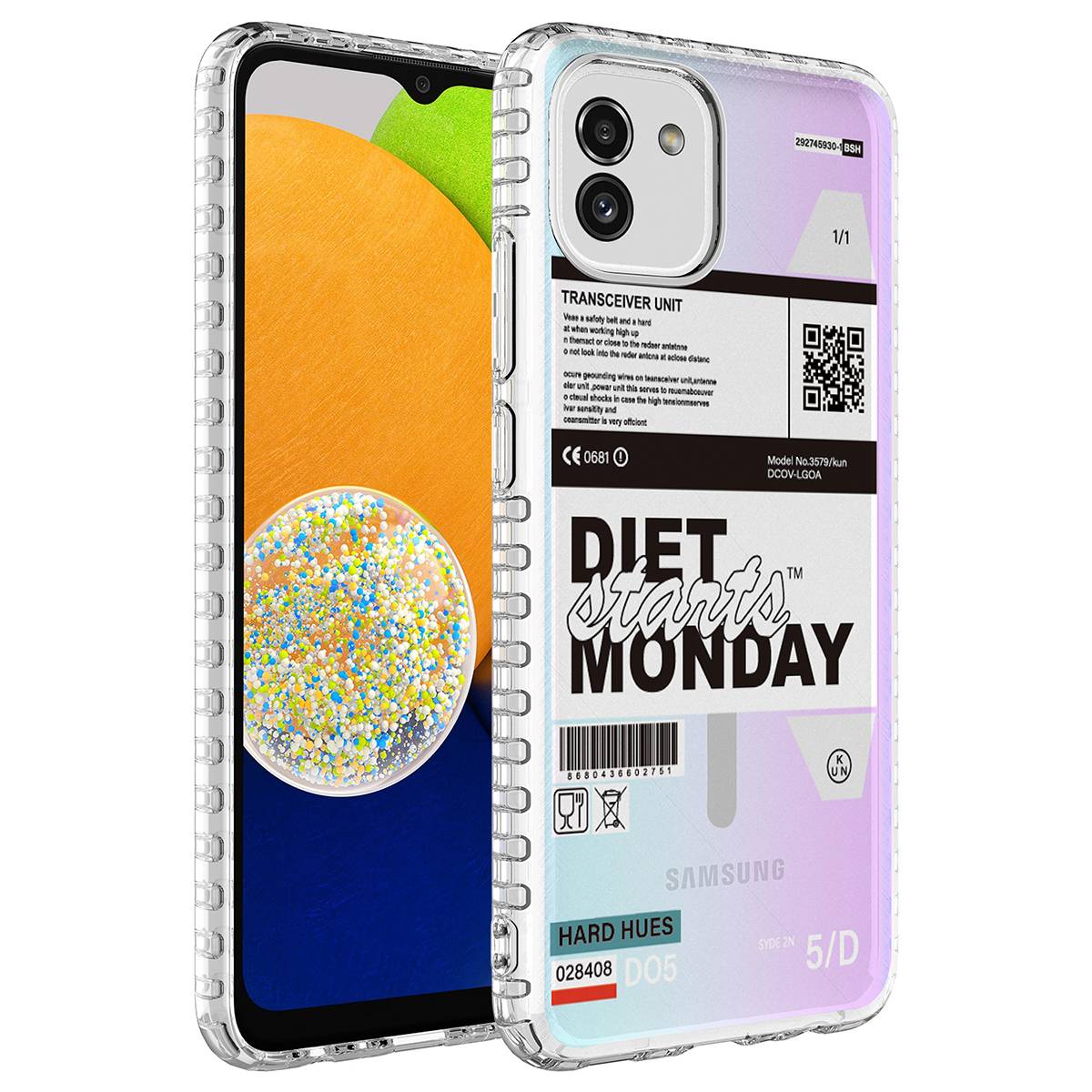 Galaxy A04 Kılıf Airbag Kenarlı Renkli Desenli Silikon Zore Elegans Kapak NO5