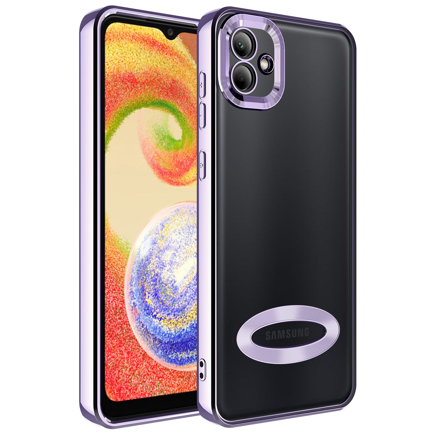 Galaxy A04 Kılıf Kamera Korumalı Logo Gösteren Zore Omega Kapak Lila