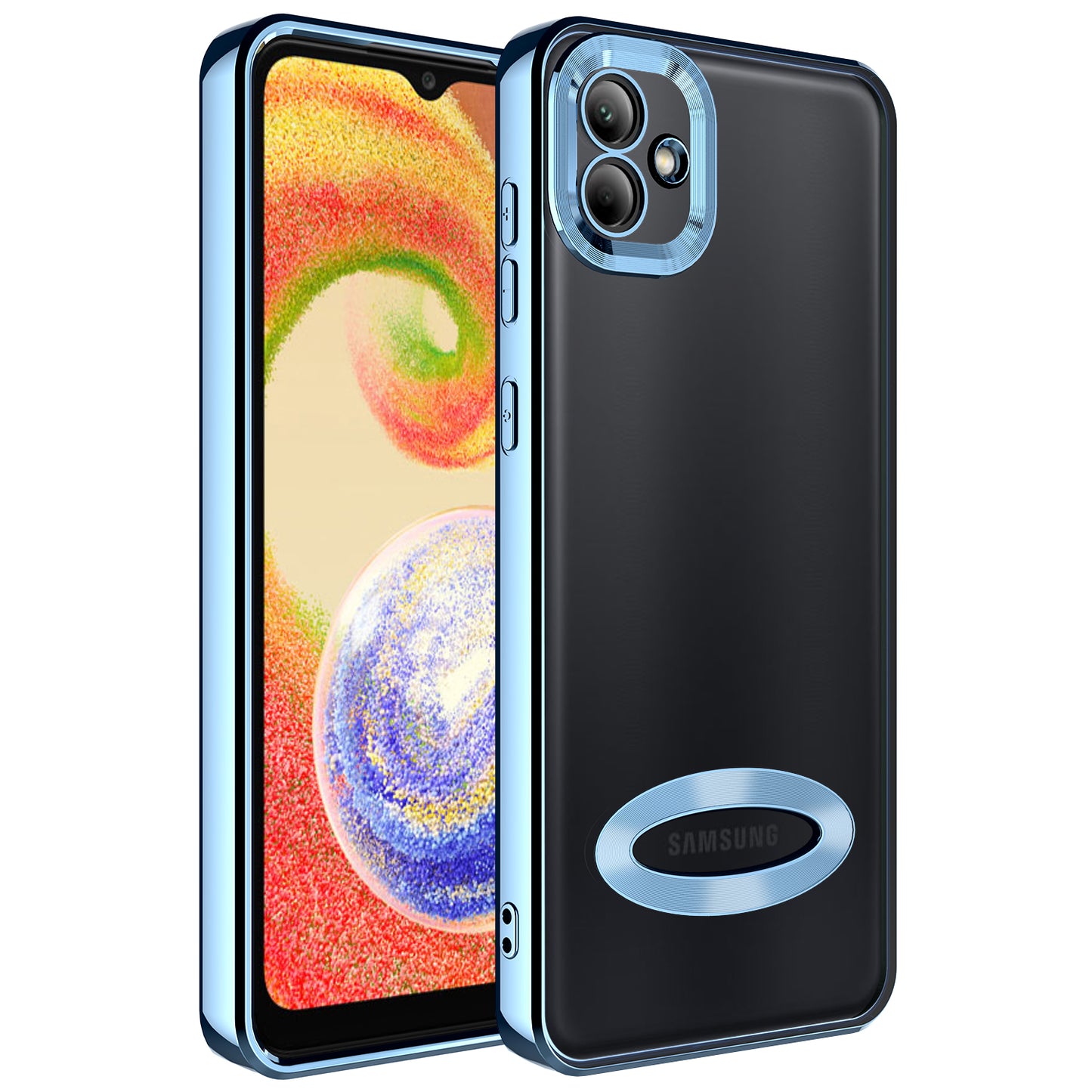 Galaxy A04 Kılıf Kamera Korumalı Logo Gösteren Zore Omega Kapak Sierra Mavi