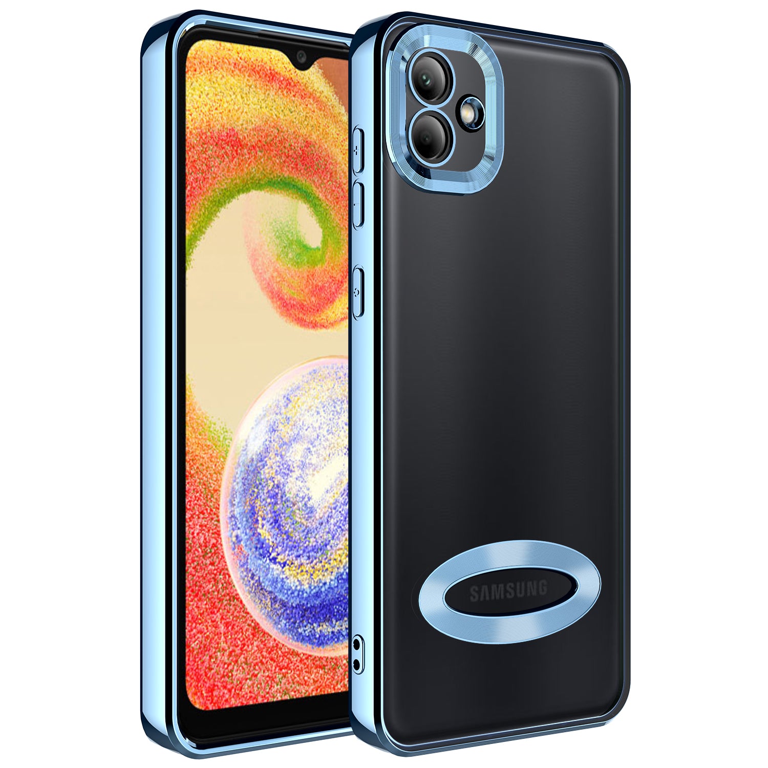 Galaxy A04 Kılıf Kamera Korumalı Logo Gösteren Zore Omega Kapak Sierra Mavi