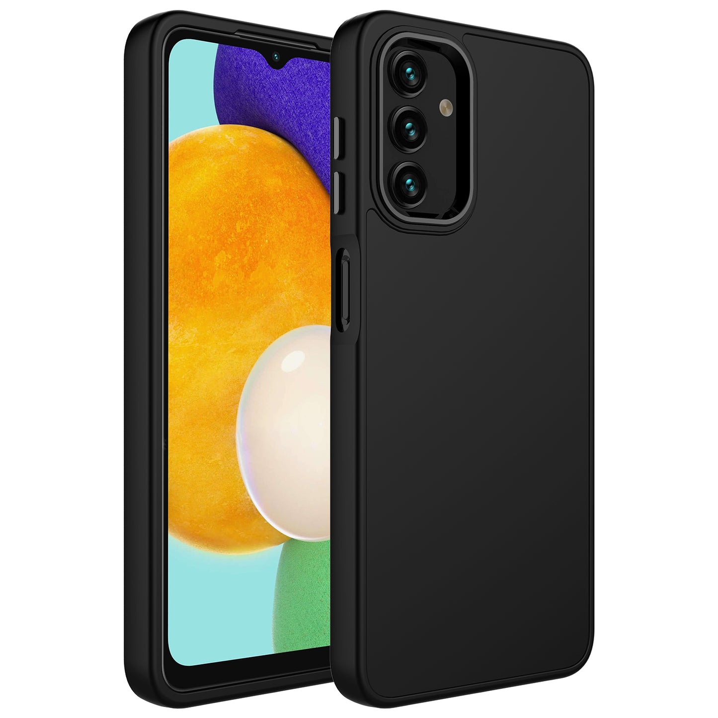 Galaxy A04 Kılıf Metal Çerçeve ve Buton Tasarımlı Silikon Zore Luna Kapak Siyah