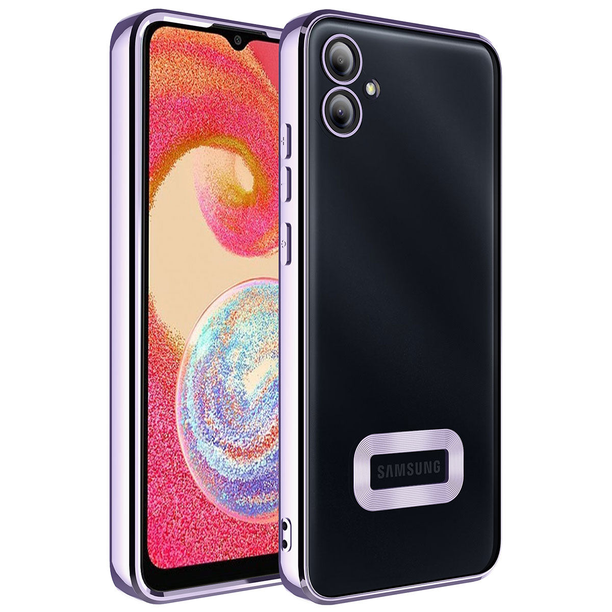 Galaxy A04E Kılıf Kamera Korumalı Logo Gösteren Zore Omega Kapak Derin Mor