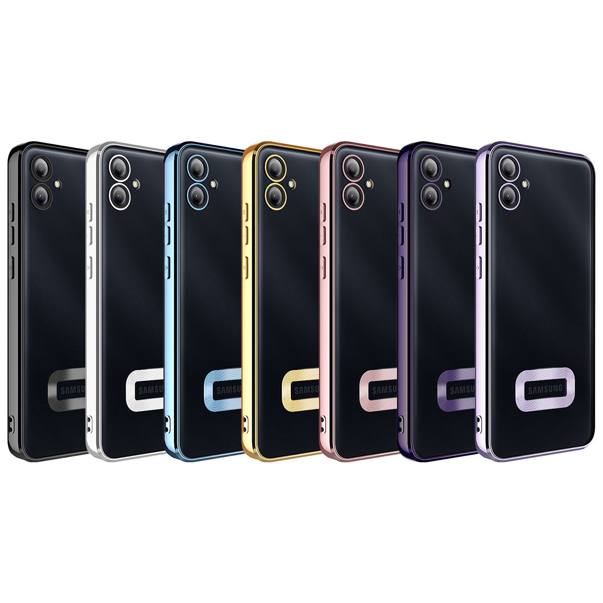 Galaxy A04E Kılıf Kamera Korumalı Logo Gösteren Zore Omega Kapak Siyah
