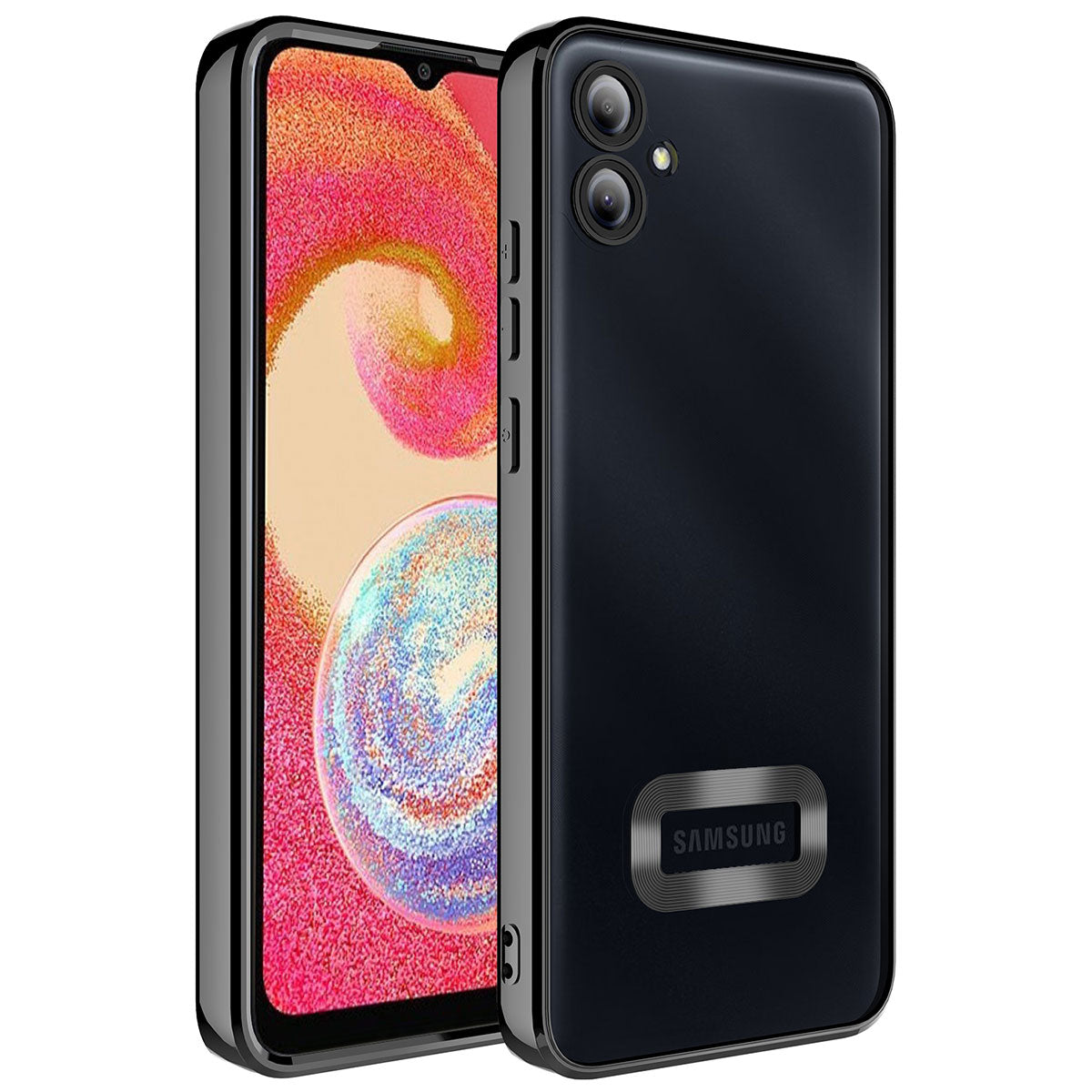 Galaxy A04E Kılıf Kamera Korumalı Logo Gösteren Zore Omega Kapak Siyah