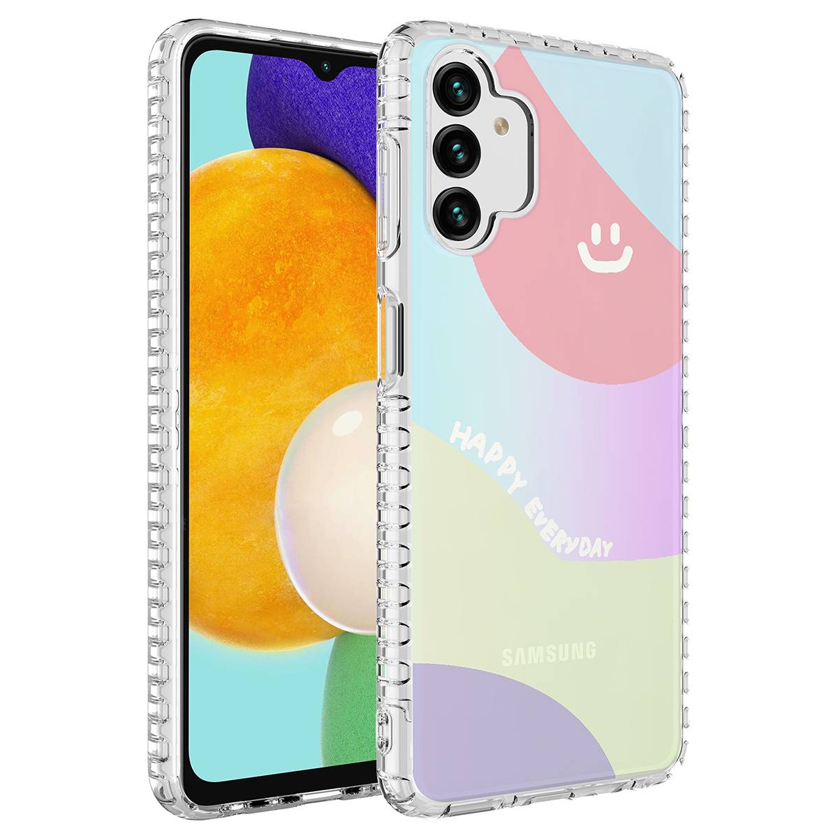 Galaxy A04S Kılıf Airbag Kenarlı Renkli Desenli Silikon Zore Elegans Kapak NO7
