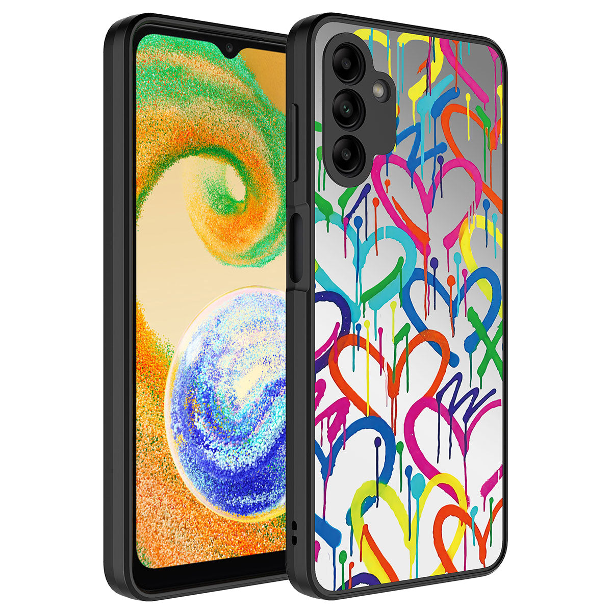 Galaxy A04S Kılıf Aynalı Desenli Kamera Korumalı Parlak Zore Mirror Kapak Kalp