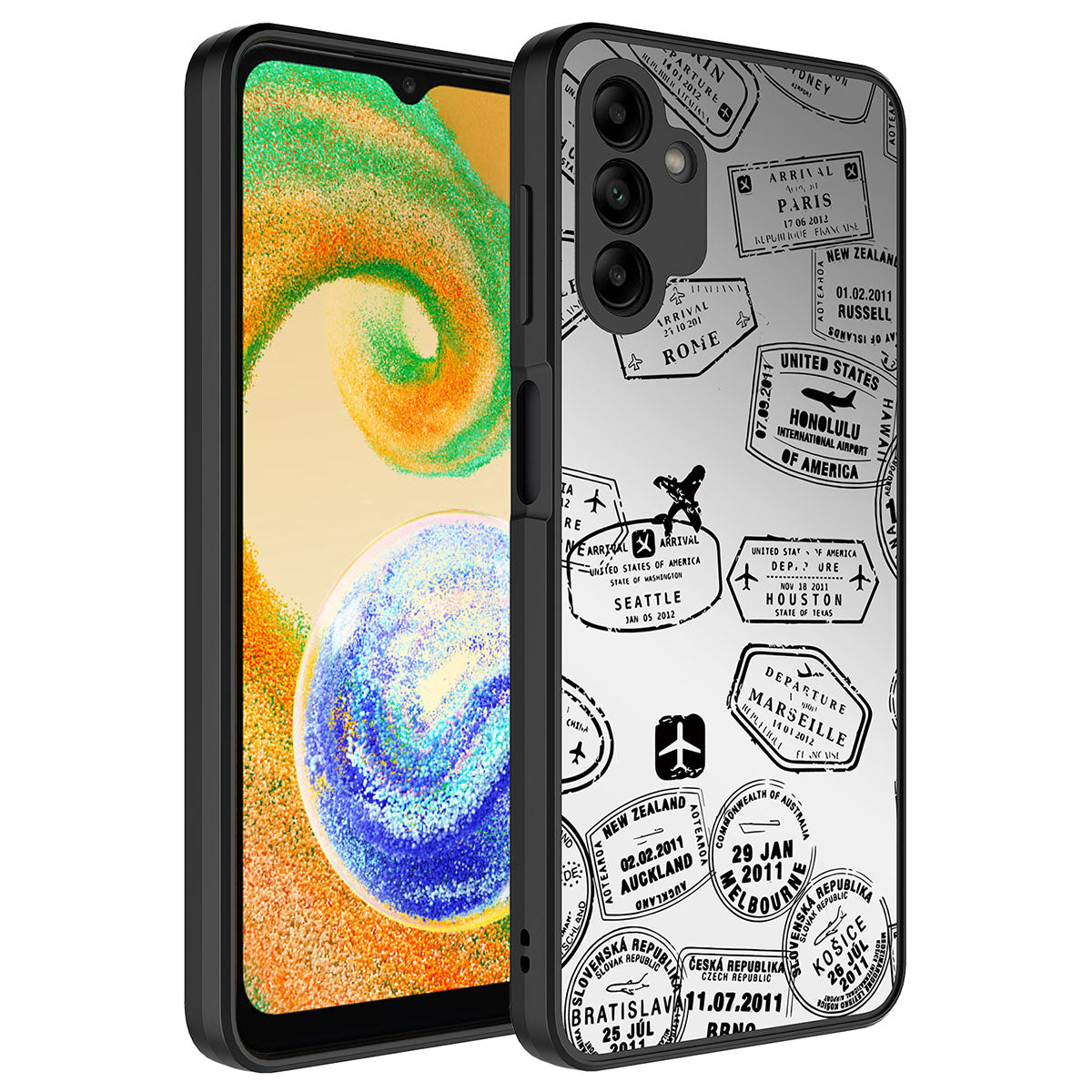Galaxy A04S Kılıf Aynalı Desenli Kamera Korumalı Parlak Zore Mirror Kapak Seyahat