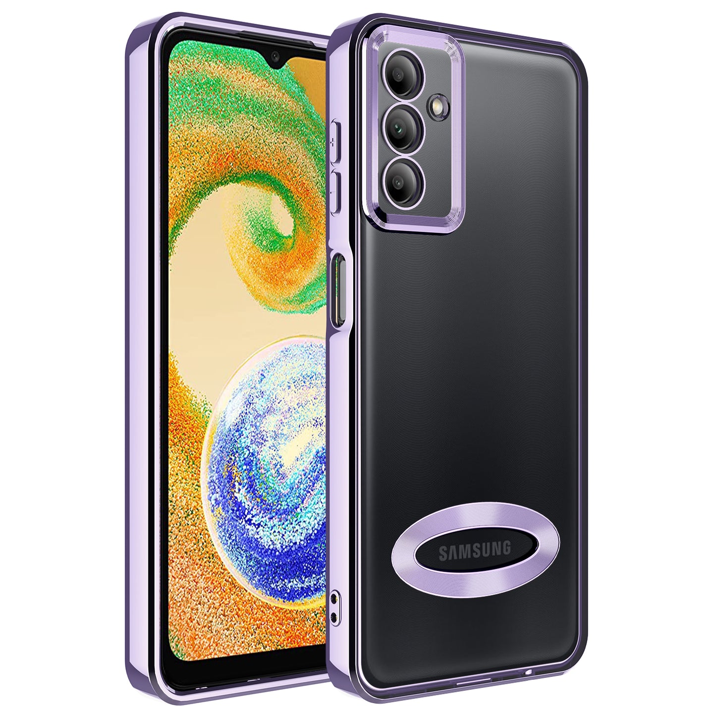 Galaxy A04S Kılıf Kamera Korumalı Logo Gösteren Zore Omega Kapak Lila