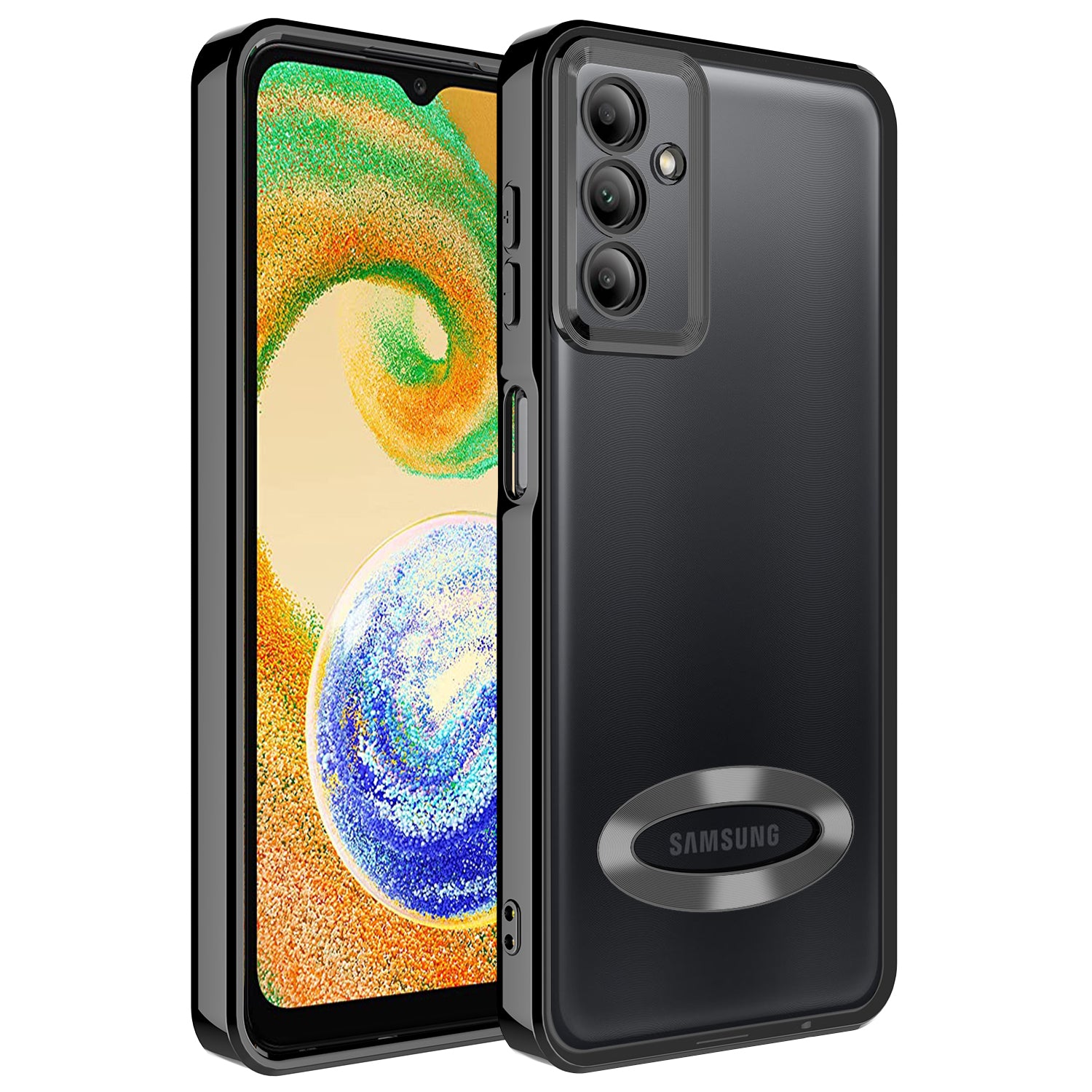 Galaxy A04S Kılıf Kamera Korumalı Logo Gösteren Zore Omega Kapak Siyah
