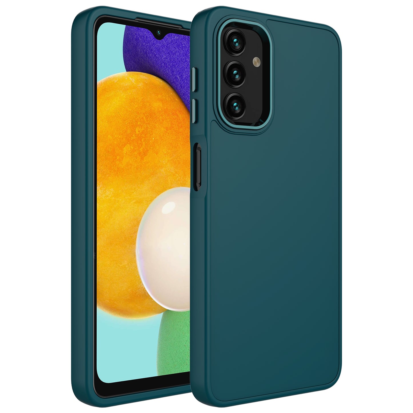 Galaxy A04S Kılıf Metal Çerçeve ve Buton Tasarımlı Silikon Zore Luna Kapak Koyu Yeşil