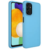 Galaxy A04S Kılıf Metal Çerçeve ve Buton Tasarımlı Silikon Zore Luna Kapak Sierra Mavi