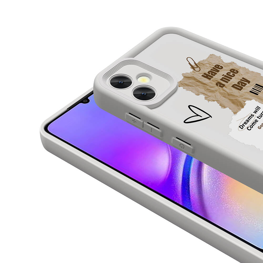 Galaxy A05 Kılıf Kamera Korumalı Baskılı Arka Yüzey Zore Klas Kapak Açık Kahve