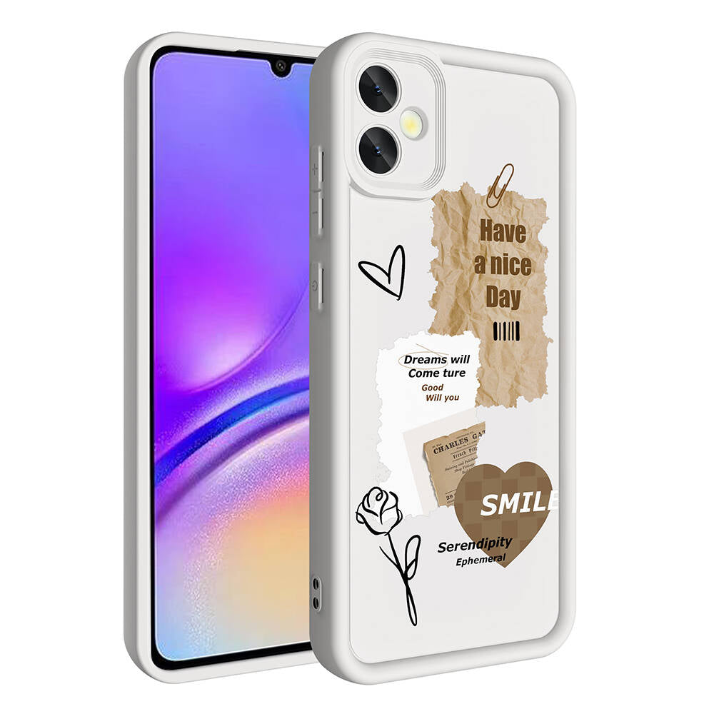 Galaxy A05 Kılıf Kamera Korumalı Baskılı Arka Yüzey Zore Klas Kapak Açık Kahve