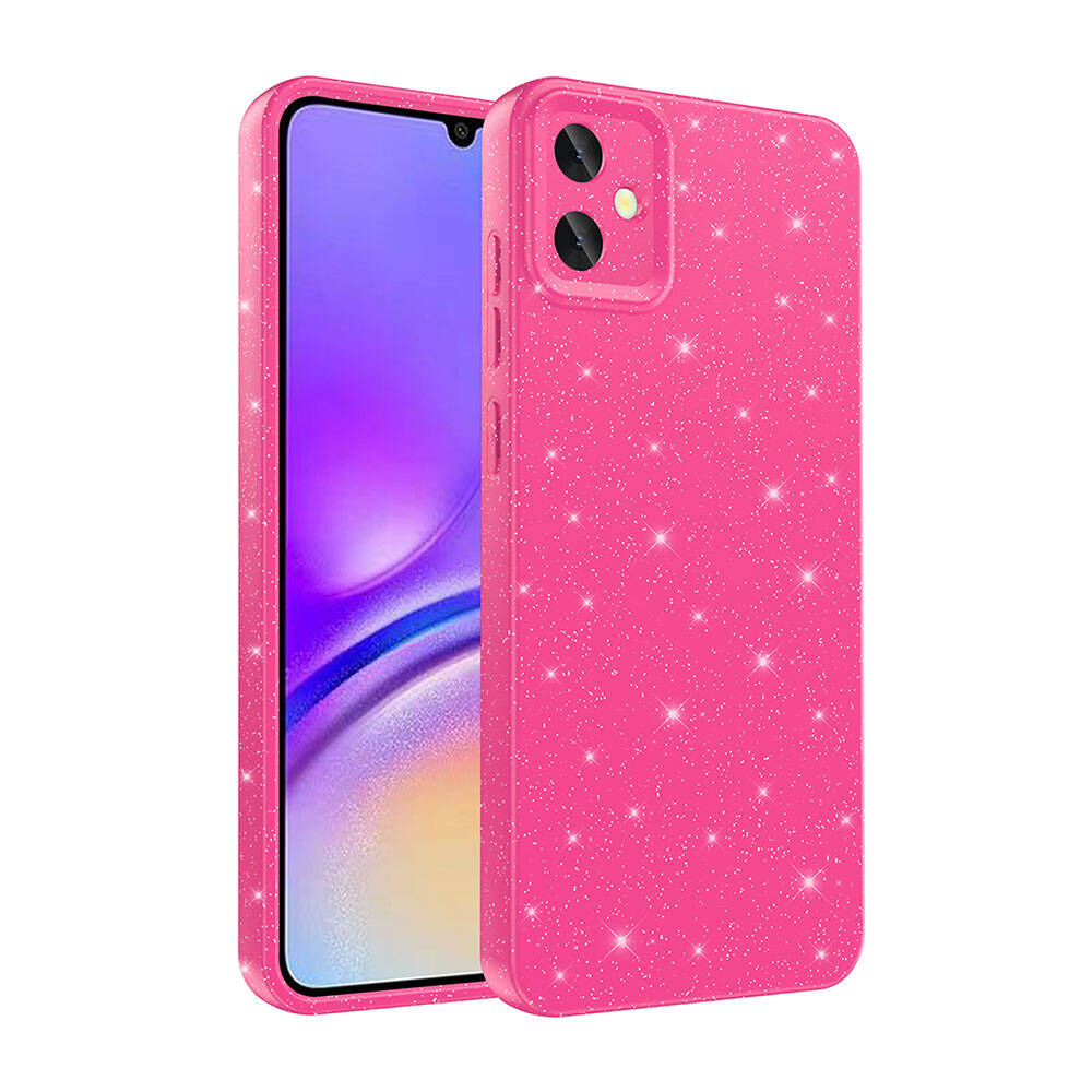 Galaxy A05 Kılıf Kamera Korumalı Simli Lüks Zore Koton Kapak Pembe