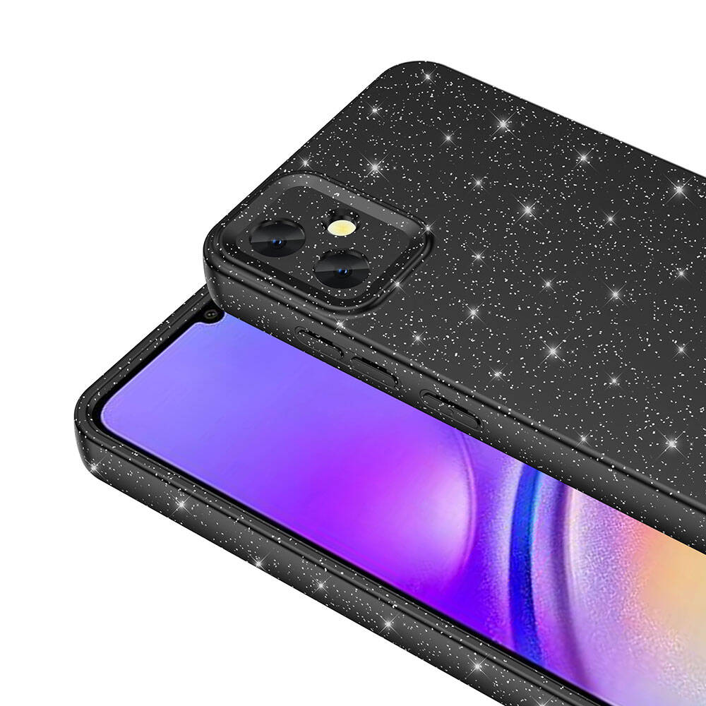 Galaxy A05 Kılıf Kamera Korumalı Simli Lüks Zore Koton Kapak Lila