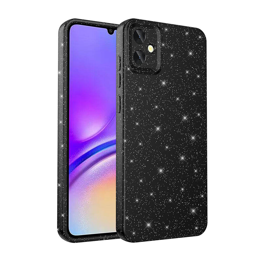 Galaxy A05 Kılıf Kamera Korumalı Simli Lüks Zore Koton Kapak Siyah