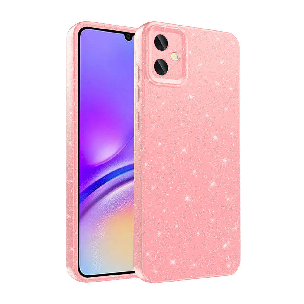 Galaxy A05 Kılıf Kamera Korumalı Simli Lüks Zore Koton Kapak Pembe