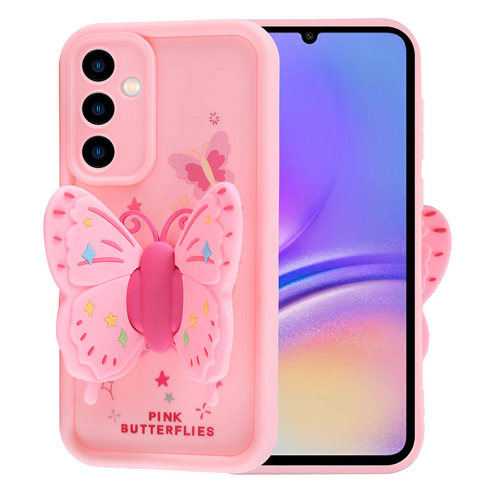 Galaxy A05S Kılıf Kamera Korumalı Figür Tasarımlı Zore Kapya Kapak Pembe Koyu