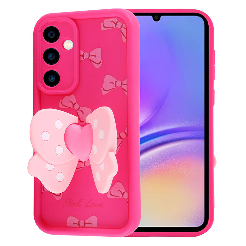 Galaxy A05S Kılıf Kamera Korumalı Figür Tasarımlı Zore Kapya Kapak Pembe Koyu