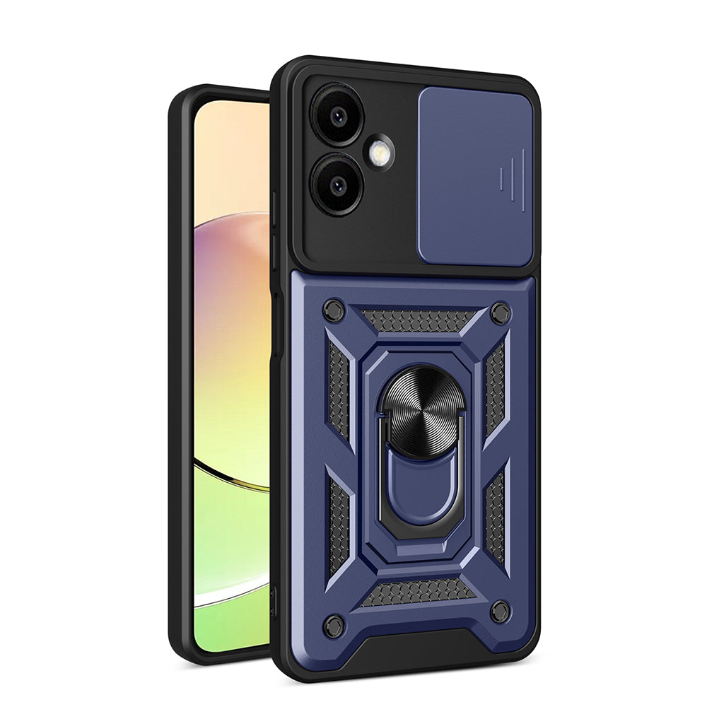 Galaxy A06 Kılıf Magnetik Standlı Kamera Korumalı Zore Sürgülü Vega Kapak Siyah