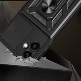 Galaxy A06 Kılıf Magnetik Standlı Kamera Korumalı Zore Sürgülü Vega Kapak Mavi