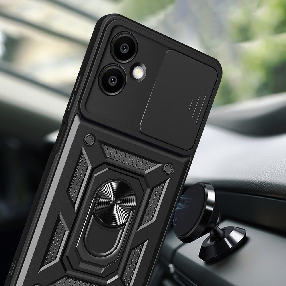 Galaxy A06 Kılıf Magnetik Standlı Kamera Korumalı Zore Sürgülü Vega Kapak Mavi